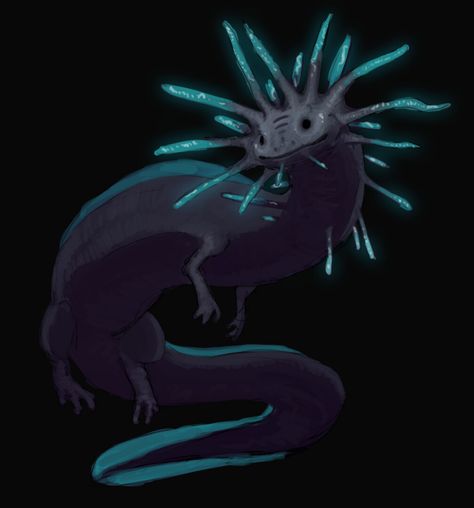 ArtStation - Axolotl/Dragon, Kurt Rexrodt Axolotl Dragon Drawing, Monster Axolotl, Dnd Axolotl, Fantasy Axolotl, Axolotl Character Design, Axolotl Adventurer, Fey Dragon, Space Axolotl, Axolotl Character