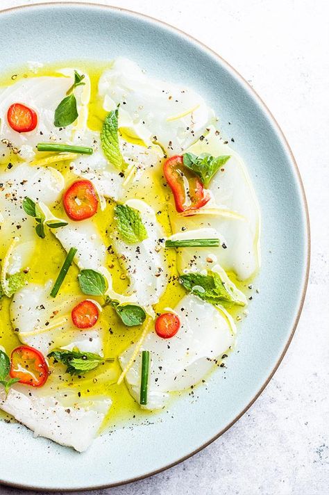 Halibut Crudo, Eureka Lemon, Fresno Chili, Lemon Olive Oil, Fresh Oregano, Ingredients Recipes, New Recipes, Chili, Seafood