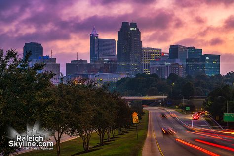 Fall sunrise Raleigh-henge 2019 - RaleighSkyline.com – Downtown Raleigh Photography and Prints of the City of Raleigh, North Carolina by Matt Robinson Raleigh Photography, Hockey Projects, Raleigh Skyline, Fall Sunrise, Background References, Vision Board Diy, Downtown Raleigh, Cityscape Photography, Raleigh North Carolina