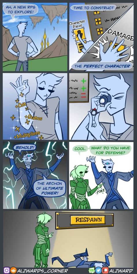 [Source: @alzwards_corner] Click This Link for the Full Post > Glass Bones and Paper Skin [Comic] D D Funny, Dark Comics, Dnd Funny, Funny Comic Strips, Gamer Humor, Inappropriate Jokes, Fun Comics, Cute Comics, Cool Cartoons