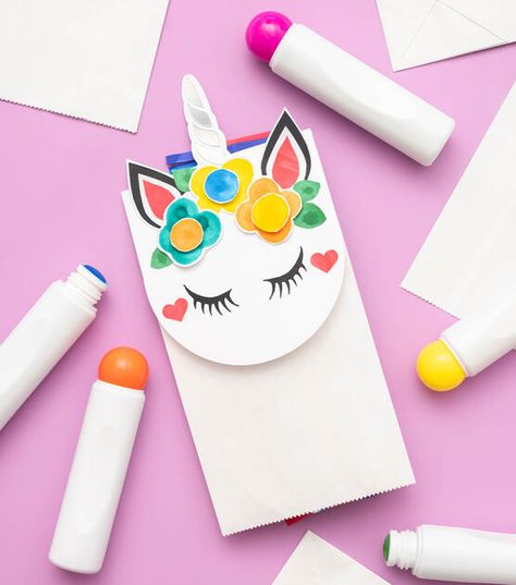 POP! Unicorn Paper Bag Puppet | JOANN Unicorn Paper Bag, No Sew Crafts, Unicorn Crafts For Kids, Easy Kids Crafts, Bag Puppet, Sew Crafts, Patriotic Accessories, Teacher Projects, Spring Sewing