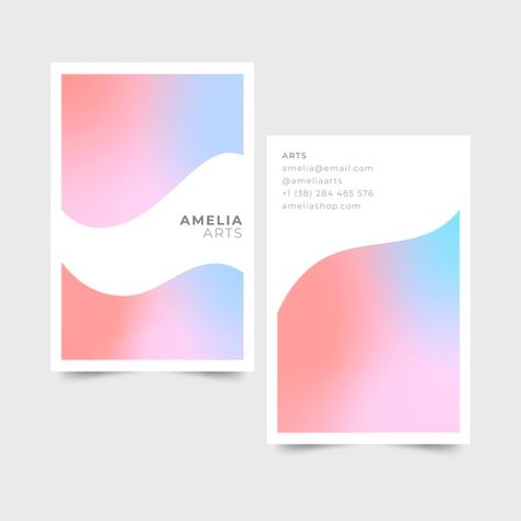 Pastel Business Cards, Template Pastel, Business Cards Template, Social Media Business Cards, Qr Code Business Card, Beautiful Business Card, Pastel Gradient, Free Business Card Templates, Abstract Logo