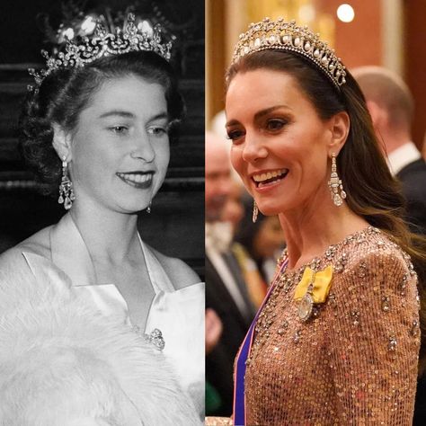 11 Meaningful Pieces in Kate Middleton’s Jewelry Collection That Belonged to the Late Queen | Vogue Kate Middleton Jewelry, 70th Wedding Anniversary, Floral Tiara, Remembrance Sunday, Royal Beauty, Diamond Choker Necklace, Princess Elizabeth, S Jewelry, National Portrait Gallery