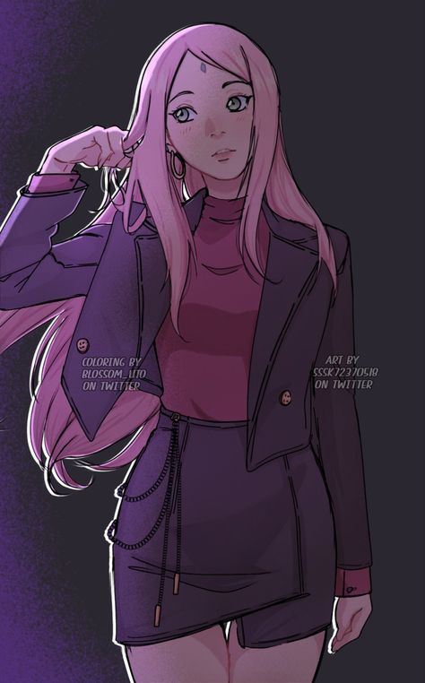 Sakura Haruno Casual Outfit, Sakura Haruno Inspired Outfits, Sakura Haruno Fanart Long Hair, Sakura Haruno Outfit, Haruno Sakura Fanart, Sakura Haruno Cosplay, Sakura Art, Naruto Gif, Naruto Uzumaki Shippuden