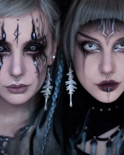 Annika on Instagram: “Left or right? Which one's your favourite? 🤔🖤 I'm always fascinated by how makeup can change ones features completely and since these two…” Apocalypse Makeup, Pagan Makeup, Warrior Makeup, Viking Makeup, Max Makeup, Witchy Makeup, Halloween Makeup Witch, Dark Fae, Angel Makeup