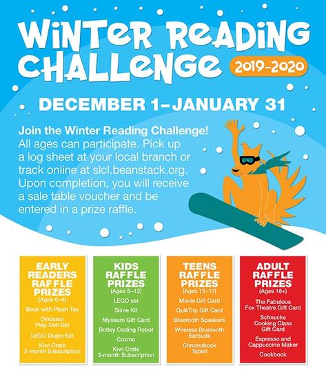 Elementary School Reading Challenge, Winter Reading Programs For Libraries, Winter Reading Challenge, Country Library, School Library Activities, Homework Ideas, Reading Homework, Winter Reading, Reading List Challenge