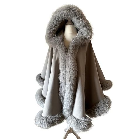 Winter Coat Cape Trim Fox Fur Women Cape, Kids Leather Jackets, Women Winter Coat, Coat Cape, Trim Scarf, Womens Poncho, Poncho Jacket, Capes For Women, Arctic Fox