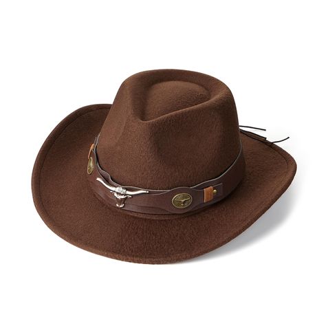 PRICES MAY VARY. Material：Unisex felt cowboy hat made of 65% cotton, 35% polyester,soft to touch and breathable,comfortable for all day wear . Adjustable Strap Inside：Black western cowgirl cowboy Hat has adjustable straps inside，so you can adjust it to your head size so it doesn't come off. Hat circumference is 56-58cm/22-22.8"; Brim Width: 7cm/2.75"; Hat Height: 11cm/4.3".Fits most men and women. Style: Classic western cowboy hat style, women men cowboy cowgirl hat, rolled brim, belt buckle dec Cowboy Party Costume, Sombrero Cowboy, Cowboy Hat Styles, Cowgirl Bachelorette Parties, Black Cowboy Hat, Cowboy Costume, Cowgirl Bachelorette, Western Cowboy Hats, Felt Cowboy Hats