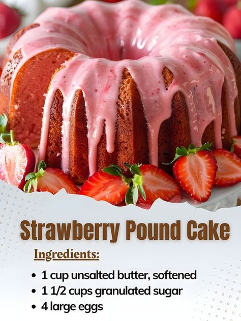 Strawberry Pound Cake Recipes, Strawberry Lemon Pound Cake Recipes, Strawberry 7 Up Pound Cake, Pound Cake For Strawberry Shortcake, Pound Cake Recipes Strawberry, Strawberry Pound Cake, Strawberry Lemonade Pound Cake Recipe, Cake Mix Pound Cake, Pound Cake With Strawberries