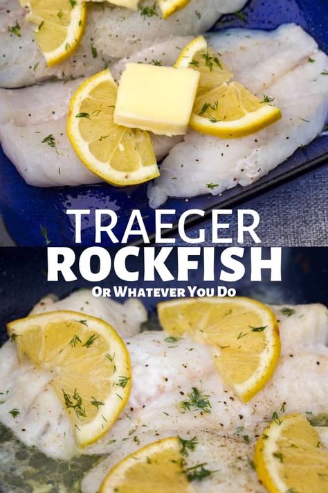 Traeger Grilled Rockfish Recipe | Easy Wood-Fired White Fish Recipe Rockfish Recipe, Rockfish Recipes, Fresh Fish Recipes, Outdoor Cooking Recipes, White Fish Recipes, Wood Fired Cooking, Traeger Recipes, Traeger Grill, Fish Recipe