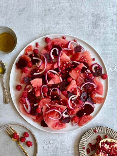 Pink Salad, Peter Som, Pink Food, Pink Foods, Pickled Red Onions, Roasted Beets, A Fashion Designer, Think Pink, Delicious Salads