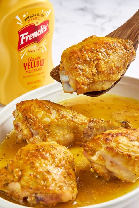 Mustard Sauce For Chicken, Herb Chicken Recipes, Mustard Chicken Thighs, Yellow Stuff, Mustard Chicken Recipes, Mustard Recipe, Favorite Recipes Chicken, Herb Roasted Chicken, Herb Chicken