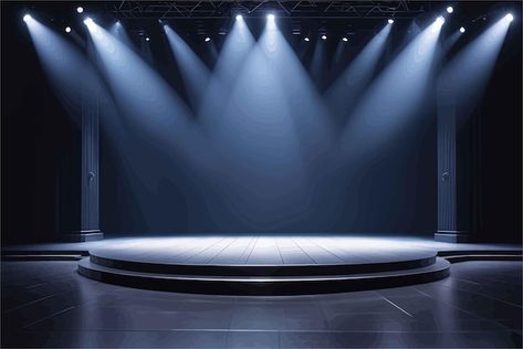 Empty dark concert stage with spotlights... | Premium Vector #Freepik #vector #light #night #background #room Stage Concert Background, Dark Stage Lighting, Black Stage Background, Concert Background Stage, Dark Concert, Concert Background, Background Room, Stage Spotlights, Concert Lights