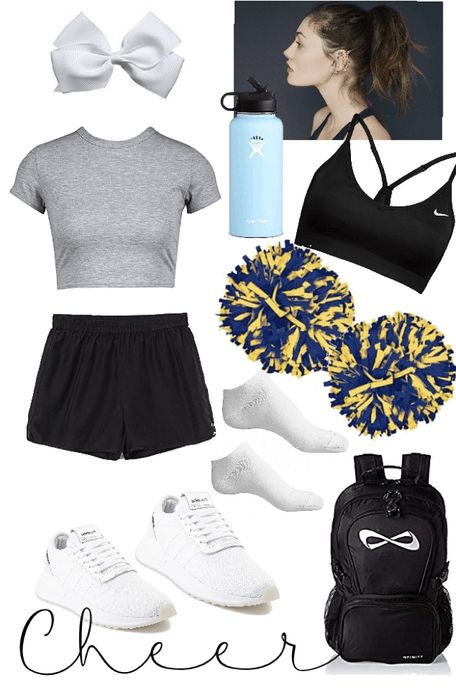 Cheerleading Outfits For Practice, Cheerleading Practice Outfits, Cheer Camp Outfits, Cheerleading Practice Wear, Cheer Practice Outfits, Cheer Practice Wear, Cheer Costumes, Kids Cheering, Cheer Tryouts