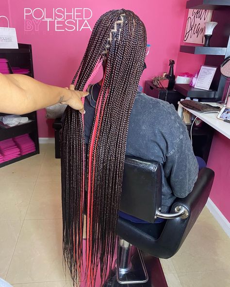 #smallKnotlessbraids #braids #knotlessboxbraids #braidsforblackwomen #braidstyles #braiding #jacksonvilleflorida #jacksonvillestylist #pinkknotlessbraids #pinkandblackknotlessbraids Pink Peekaboo Hair, Peekaboo Braids, Peekaboo Hair Colors, Peekaboo Color, Colored Box Braids, Cute Box Braids, Braid Inspiration, Peekaboo Hair, Colored Braids