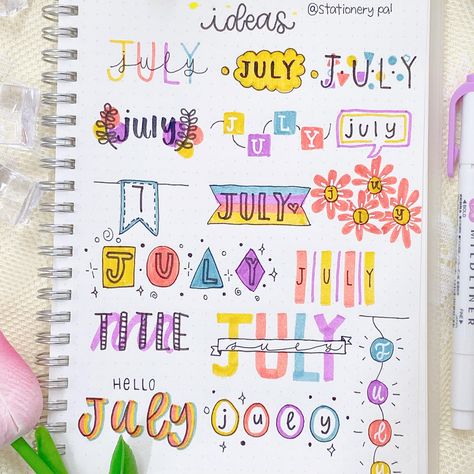 Bullet Journal Headers, Title Ideas, Bullet Journal Ideas Templates, Bullet Journal Mood Tracker Ideas, Bullet Journal Paper, Bulletin Journal Ideas, Hand Lettering Art, Bullet Journal Mood, Bullet Journal Diy