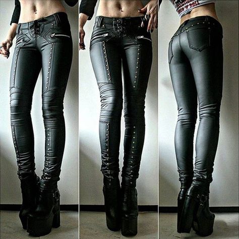 Steampunk Pants, Leather Cosplay, Pants Unique, Steampunk Women, Motorcycle Pants, Long Leggings, Carnival Party, Pencil Pants, Faux Leather Pants