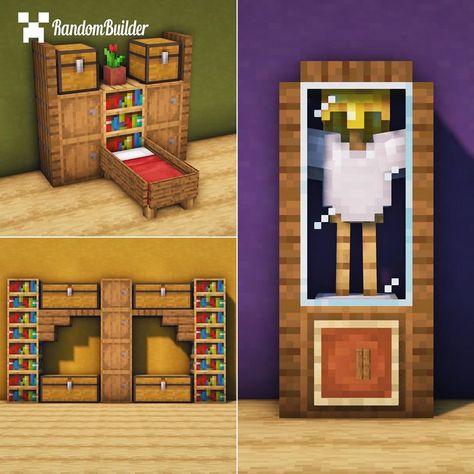 Random | Minecraft Builder on Instagram: “15 Furniture Designs!🛋 Tutorial(Link in bio for the rest) Follow @randombuildermc for more #Minecraft Content! ———————————————————— >Built…” Bedroom Single Bed, Minecraft Bedrooms, Minecraft Furniture Ideas, Minecraft Interior, Minecraft House Plans, Minecraft Pictures, Minecraft Bedroom, Minecraft Room, Minecraft Furniture