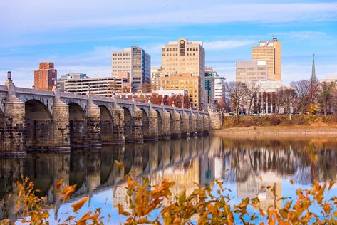 Harrisburg, Pennsylvania, USA skyline on the Susquehanna River by SeanPavonePhoto. Harrisburg, Pennsylvania, USA skyline on the Susquehanna River with fall foliage. #Sponsored #USA, #skyline, #Harrisburg, #Pennsylvania Salem Trip, Usa Skyline, City Ideas, Harrisburg Pennsylvania, Susquehanna River, City Island, Art Theme, Pretty Photos, Take Me Home