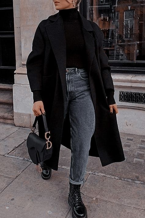 Vinter Mode Outfits, New York Outfits, Winter Fashion Outfits Casual, Paris Mode, Cold Outfits, Looks Street Style, Looks Black, Looks Chic, Casual Winter Outfits