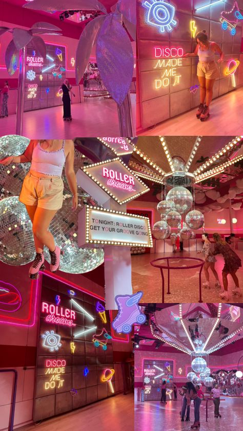 rollerskating !!! #fyp #foryoupage #rollerskating #rollerdisco #disco #pink #pinkaesthetic 70s Roller Disco, Disco Roller Skating, Disco Aesthetic, Roller Skating Rink, Skate Aesthetic, Skating Aesthetic, Roller Shoes, Roller Rink, Roller Disco