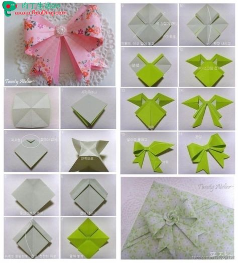 How to create a paper bow tie Ribbon Origami, Paper Bows Diy, Origami Ribbon, Ribbon Bow Tutorial, Origami Diagrams, Kraf Kertas, Tutorial Origami, Instruções Origami, Paper Bow