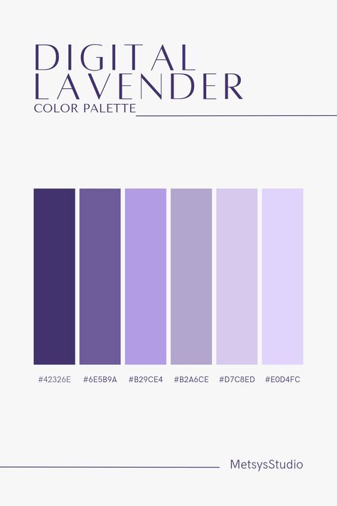 { #colorpalette #palette #colors #designers #design #ideas #inspired #digitallavender #lavender #purple #violet } Aesthetic Color Palettes Purple, Digital Lavender Color Palette, Lavender Palette Colour Schemes, Lavender Hex Code, Lavender Palette Color, Purple Aesthetic Color Palettes, Violet Pallet Color, Purple Hex Code Palette, Lavender Color Pallete