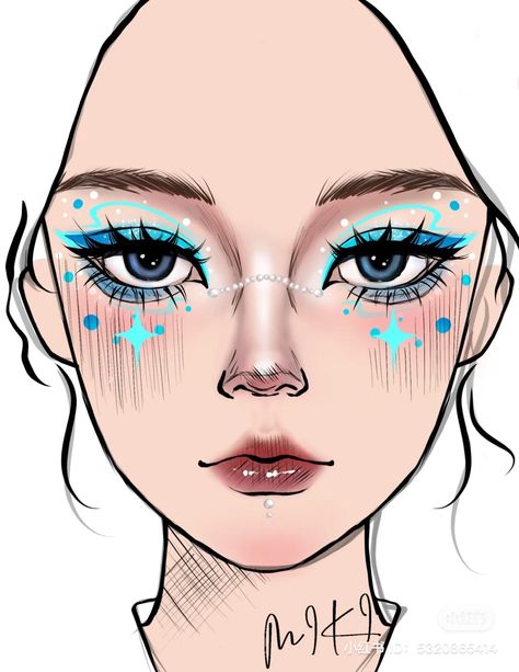 Goth Eye Makeup, Makeup Ojos, Makeup Charts, Funky Makeup, Gyaru Makeup, Show Makeup, Face Charts, Makeup Drawing, Cute Eye Makeup