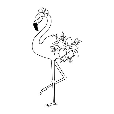 Flamingo Tattoo Stencil, Simple Flamingo Drawing, Flamingo Line Drawing, Flamingo Tattoo Design, How To Draw A Flamingo, Fine Line Flamingo Tattoo, Easy Flamingo Drawing, Cute Flamingo Drawing, Flamingo Drawing Simple