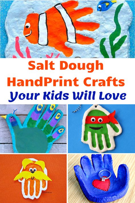 Salt Dough Handprints, Lorax Craft, Salt Dough Handprint, Salt Dough Projects, Make Salt Dough, Homemade Bubble Solution, Clay Handprint, Salt Dough Crafts, Polar Bear Craft