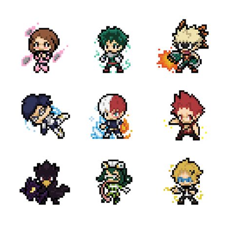 My Hero Perler Beads, Bnha Perler Beads, Mha Cross Stitch, Anime Bead Art, Perler Beads Designs Pattern Pixel Art, Mha Pixel Art Grid, Mha Perler Bead Patterns, Mha Perler Beads, Mha Pixel Art