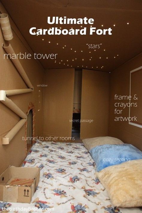 Cardboard Fort, Cardboard Box Fort, Sleepover Fort, Cardboard Forts, Indoor Forts, Diy Fort, Koti Diy, Kids Forts, Blanket Fort