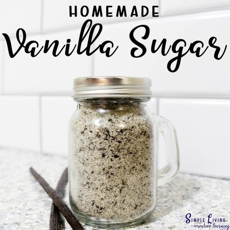 Homemade Vanilla Sugar - Simple Living. Creative Learning Vanilla Sugar Recipe Homemade, Homemade Finishing Salt, Homemade Vanilla Paste, Homemade Vanilla Sugar, How To Make Vanilla Sugar, Homemade Vanilla Bean Paste, Flavored Sugar Recipe, Vanilla Bean Paste Recipe, Vanilla Sugar Recipe