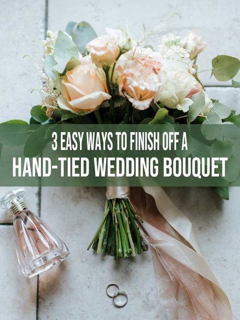 Wedding Bouquet Ribbon Wrap, Bouquet Ribbon Wrap, Diy Wedding Bouquet Tutorial, Diy Wedding Bouquet Fake Flowers, Wedding Bouquet Fake Flowers, Wedding Bouquet Ribbon, Diy Bridesmaid Bouquet, Diy Wedding Flowers Bouquet, Hand Tied Bridal Bouquet