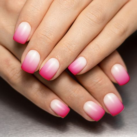 White Nail Art Designs, Pink White Ombre, Rounded Acrylic Nails, Bright Pink Nails, Art For Women, Pink Ombre Nails, Minx Nails, Ombre Gradient, White Ombre