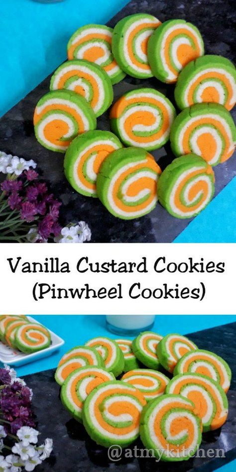 Tricolour Food, Custard Cookies, Pinwheel Cookies, Indian Snack Recipes, Easy Cookie Recipes, Easy Cookies, High Tea, Tray Bakes, Food Videos