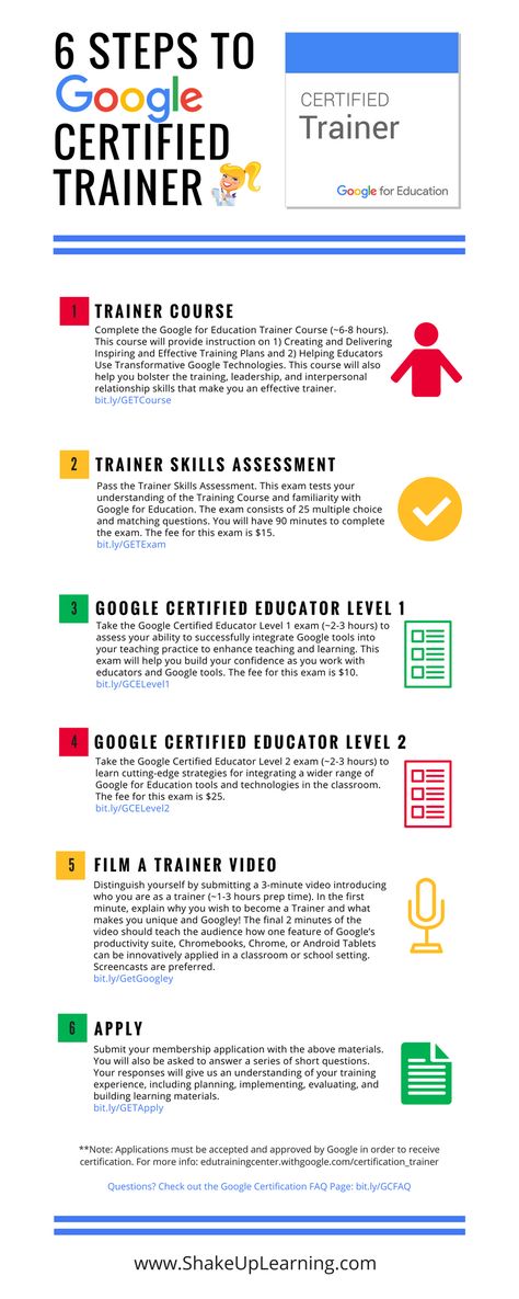 6 Steps to Google Certified Trainer - Find out what it takes to become a Google for Education Certified Trainer! Google Certification, Google Training, Google Suite, Apps For Education, Google Tools, Virtual Teaching, Google Keep, Teacher Board, Library Activities