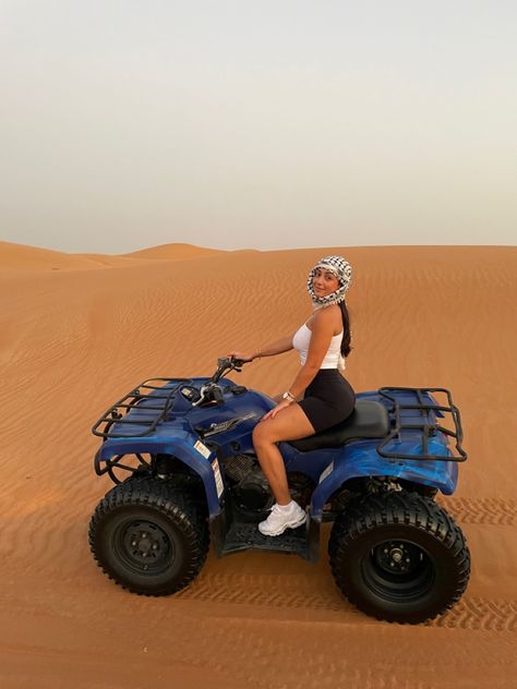 White crop top & black biker shorts Quadbikes Outfit, Quad Bike Outfit Women Summer, Quad Bike Outfit Women, Atv Riding Outfit Black Women, Quad Biking Outfit, Bike Outfits Women, Baddie Selfie, Vacay Aesthetic, Desert Outfit