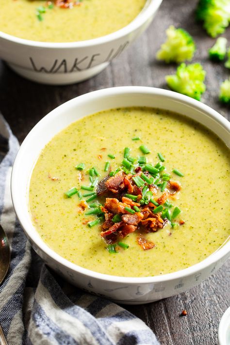 Creamy Broccoli Soup with Bacon {Paleo, Whole30} | Paleo Running Momma, Soup With Bacon, Creamy Broccoli Soup, Bacon Cheeseburger Soup, Creamy Broccoli, Paleo Soup, Creamy Potato Soup, Cheeseburger Soup, Broccoli Soup