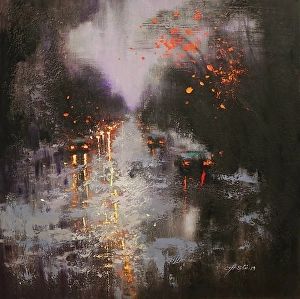 Painting Contest | FineArtViews' BoldBrush Art Competition by FASO Dark Rainy Day, Rainy City, Painting Competition, The Other Art Fair, Painting Media, Expressionism Painting, Artwork Images, Paintings I Love, Drawing Inspo