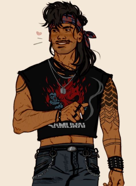 Punk Character Design, Punk Character, Johnny Silverhand, Arte Nerd, Arte Punk, Cyberpunk Character, Character Design Male, Cyberpunk 2077, Night City