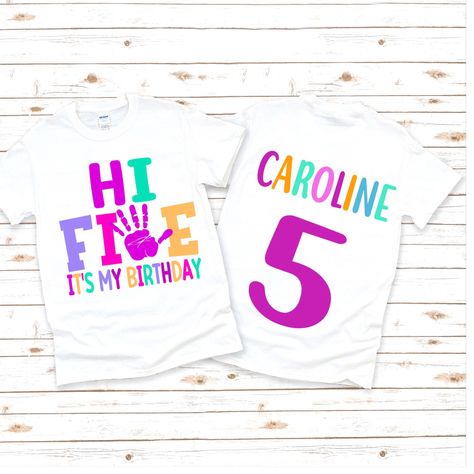 5th Birthday Girl Shirt, Five Year Old Girl Birthday Party Theme, Five Year Old Birthday Party Ideas Girl, Hi Five Birthday Party Ideas, Five Year Old Birthday Theme, 5th Birthday Shirt Girl, 5 Birthday Shirt, 5th Birthday Shirt, 5th Birthday Girls