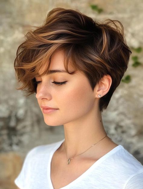 Chic Short Hair Balayage: Modern Color Ideas for Every Style Hair Color Ideas For Brunettes Hilights, Dark To Light Hair, Wavy Pixie, Chic Short Hair, Wavy Style, Subtle Highlights, Brown Hair Balayage, Hair Balayage, Brunette Highlights