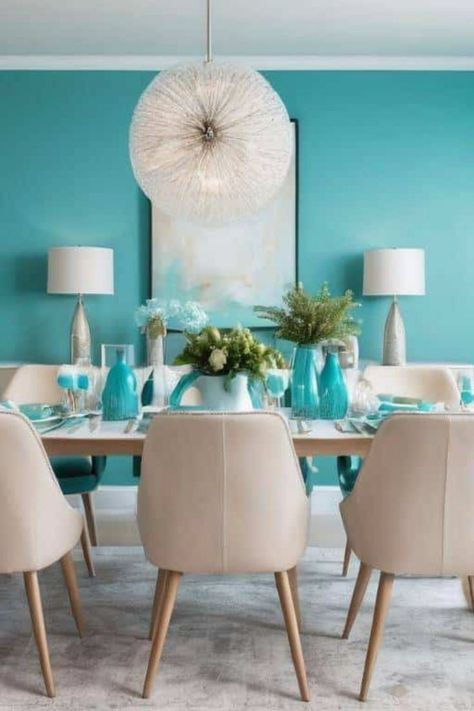 Blue Dinning Room, Turquoise Dining Room, Rooms Design, Gold Dining, Purple Bedrooms, Dining Room Blue, Beige Living Rooms, Living Room Orange, Dining Room Ideas