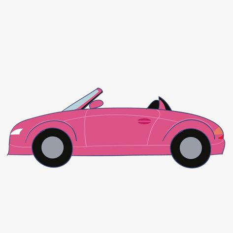 Barbie Car Cutout, Barbie Car Sticker, Barbie Car Drawing, Pink Car Drawing, Car Wash Posters, Barbie Cake Designs, Barbie Cupcakes, Cardboard Car, Barbie Party Decorations