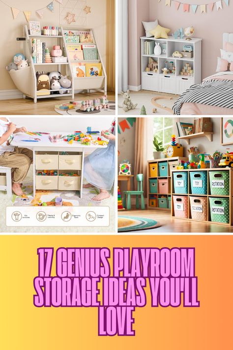 Transform your playroom into an organized haven with these 17 creative storage ideas! From cube storage for playroom essentials to wall-mounted shelves and toy rotation bins, these tips are designed to declutter and create a fun, functional space for kids. Whether you’re dealing with small spaces or need heavy-duty storage cabinets, these solutions will keep toys neat and accessible. Click to explore and get inspired! Small Playroom Organization Ideas, Storage For Playroom, Small Playroom Organization, Playroom Storage Ideas, Toy Rotation, Creative Storage Ideas, Playroom Essentials, Small Playroom, Cube Storage Unit