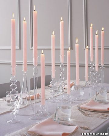 Inexpensive Wedding Centerpieces, Affordable Wedding Centerpieces, Non Floral Centerpieces, Red Wedding Decorations, Wedding Floral Centerpieces, Inexpensive Wedding, Elegant Dinner, Pink Candles, Martha Stewart Weddings