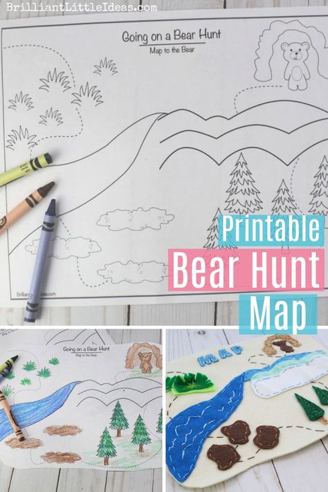 Free Printable Going on a Bear Hunt Color Page. Great with the Going on a Bear Hunt Book and Role Play. #kidfun #freeprintable #goingonabearhuntprintable Bear Hunt Craft, Going On A Bear Hunt, Childrens Books Activities, Bear Hunt, Five In A Row, Teddy Bear Picnic, Bear Theme, Printable Maps, Forest School