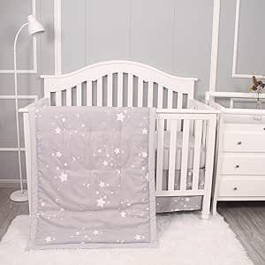 Belsden 3 Piece Crib Bedding Set for Baby Boys Girls, Classic Nursery Bedding Essential Including Comforter, Crib Sheet and Crib Skirt, Ultra Soft Cozy, Star Light Grey Classic Nursery, Boy’s Room, Crib Skirt, Dream Nurseries, Toddler Beds, Nursery Bedding Sets, Crib Skirts, Star Nursery, Bedding Essentials