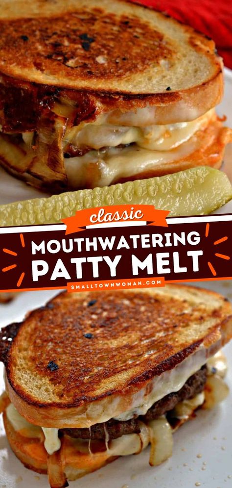 Cooks Country Patty Melt, Sausage Patty Sandwich Recipes, Easy Patty Melt Recipe Ground Beef, Classic Patty Melt, Classic Patty Melt Recipe, Sourdough Patty Melt, Patty Melt Recipe Ground Beef, Burger Ideas For Dinner, Beef Melt Sandwich